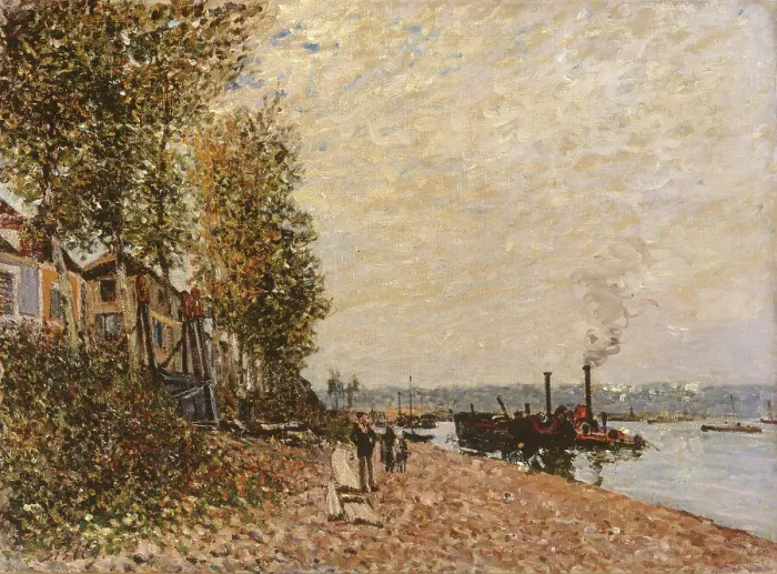 Framed Print : Tugboat, the Loing at Saint-Mammes, c1883. Creator: Alfred Sisley Framed Print : Tugboat, the Loing at Saint-Mammes, c1883. Creator: Alfred Sisley