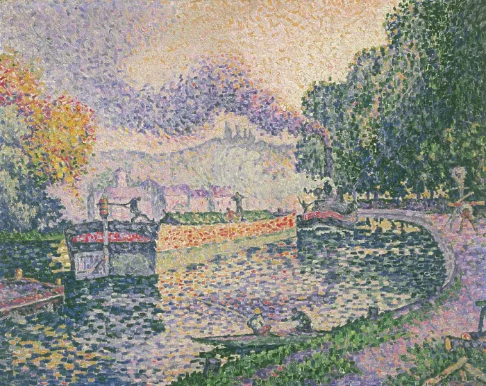 Framed Print : Tugboat in Samois, 1901. Creator: Signac, Paul (1863-1935) Framed Print : Tugboat in Samois, 1901. Creator: Signac, Paul (1863-1935)
