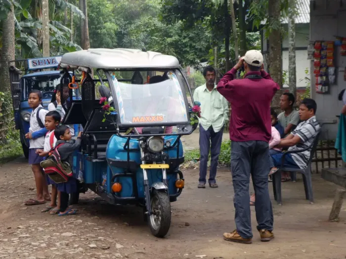 Framed Print : Tuk Tuk school transport in India, 2019. Creator: Unknown Framed Print : Tuk Tuk school transport in India, 2019. Creator: Unknown
