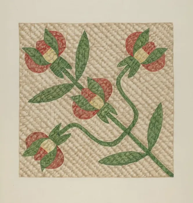 Framed Print : Tulip Pattern Quilt, 1935 / 1942. Creator: Fred Hassebrock Framed Print : Tulip Pattern Quilt, 1935 / 1942. Creator: Fred Hassebrock