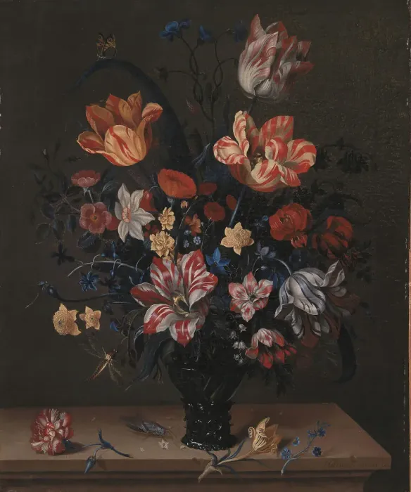Framed Print : Tulips and Other Flowers in a Rummer, 1663. Creator: Helena Roouers Framed Print : Tulips and Other Flowers in a Rummer, 1663. Creator: Helena Roouers