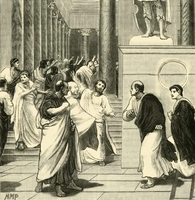 Framed Print : A Tumult in the Forum at Rome, 1890. Creator: Unknown