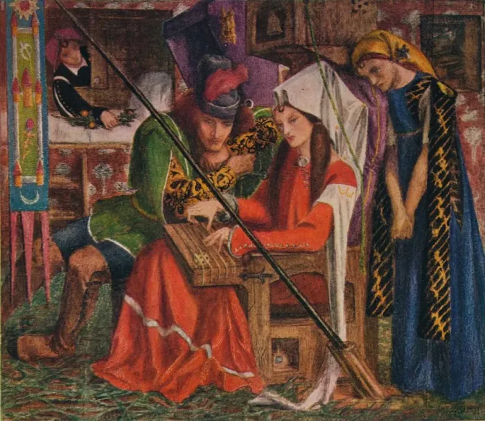 Framed Print : The Tune of Seven Towers, 1857. Artist: Dante Gabriel Rossetti Framed Print : The Tune of Seven Towers, 1857. Artist: Dante Gabriel Rossetti