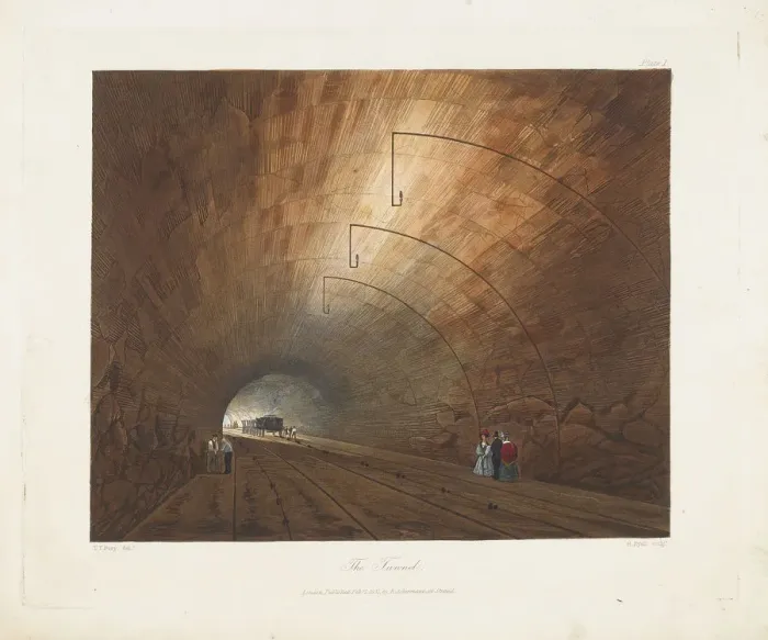 Framed Print : The Tunnel. From Coloured Views on the Liverpool and Manchester Railway, 1831. Artist: Bury, Thomas Talbot (1811-1877) Framed Print : The Tunnel. From Coloured Views on the Liverpool and Manchester Railway, 1831. Artist: Bury, Thomas Talbot (1811-1877)