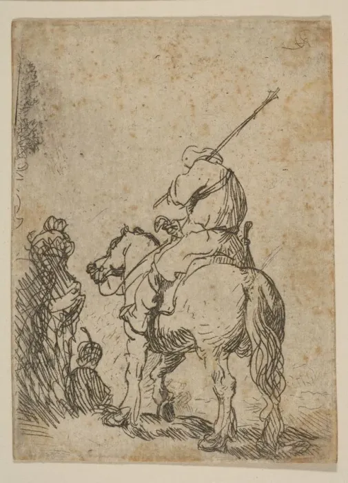 Framed Print : Turbaned Soldier on Horseback, ca. 1629. Creator: Rembrandt Harmensz van Rijn Framed Print : Turbaned Soldier on Horseback, ca. 1629. Creator: Rembrandt Harmensz van Rijn