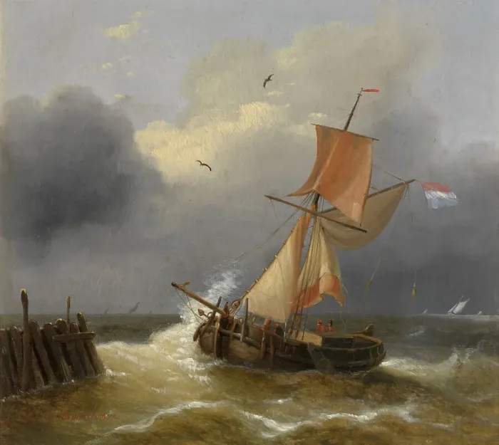Framed Print : Turbulent Sea, mid-19th century. Creator: Louis Verboeckhoven Framed Print : Turbulent Sea, mid-19th century. Creator: Louis Verboeckhoven
