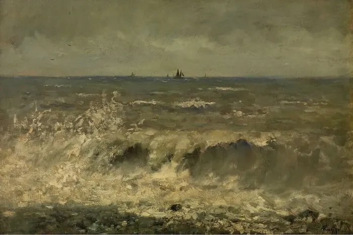Framed Print : Turbulent Sea, mid-late 19th century. Creator: Alfred De Knyff Framed Print : Turbulent Sea, mid-late 19th century. Creator: Alfred De Knyff