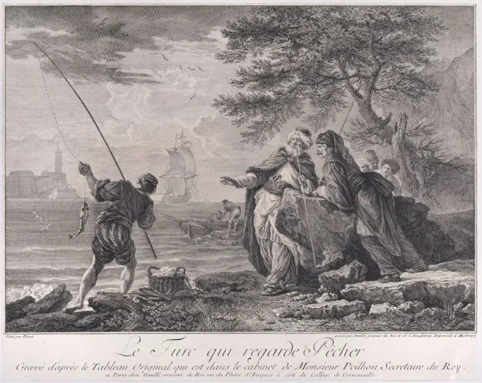 Framed Print : The Turc Who Watches Fishing, ca. 1720-60. Creator: Jean Daullé Framed Print : The Turc Who Watches Fishing, ca. 1720-60. Creator: Jean Daullé