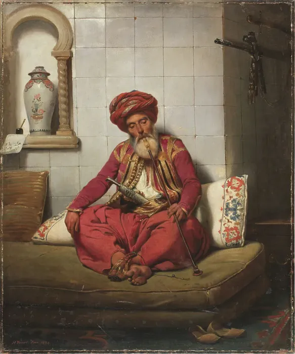 Framed Print : Turk with hookah, 1834. Creator: Vernet, Horace (1789-1863) Framed Print : Turk with hookah, 1834. Creator: Vernet, Horace (1789-1863)