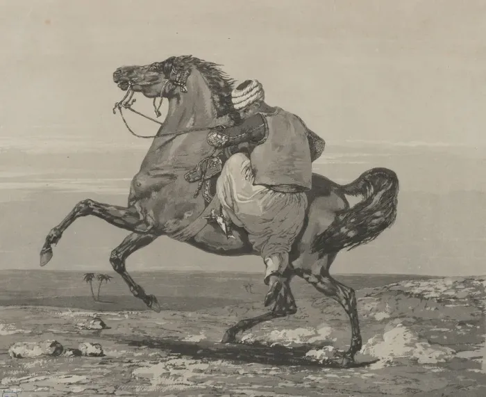 Framed Print : Turk Mounting His Horse, 1824. 1824. Creator: Eugene Delacroix Framed Print : Turk Mounting His Horse, 1824. 1824. Creator: Eugene Delacroix