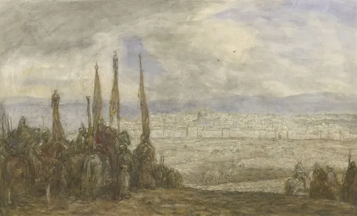 Framed Print : Turkish army in front of Jerusalem, c.1877-c.1932. Creator: Marius Bauer Framed Print : Turkish army in front of Jerusalem, c.1877-c.1932. Creator: Marius Bauer