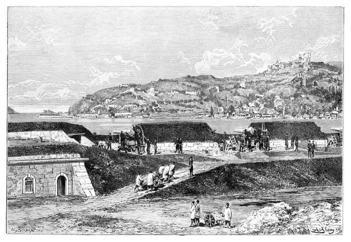 Framed Print : Turkish batteries and the entrance to the Bosphorus at the Black Sea, Turkey, 1895 Framed Print : Turkish batteries and the entrance to the Bosphorus at the Black Sea, Turkey, 1895