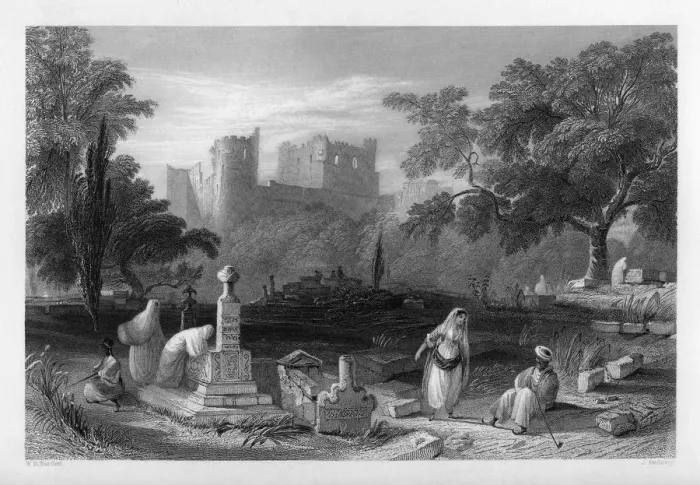 Framed Print : A Turkish burial ground at Sidon, Lebanon, 1841. Artist: J Redaway Framed Print : A Turkish burial ground at Sidon, Lebanon, 1841. Artist: J Redaway