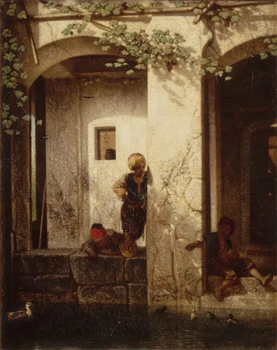 Framed Print : Turkish Children at a Fountain, 1846. Artist: Decamps, Alexandre Gabriel (1803-1860) Framed Print : Turkish Children at a Fountain, 1846. Artist: Decamps, Alexandre Gabriel (1803-1860)