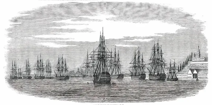 Framed Print : The Turkish Fleet in Bashika Bay, 1850. Creator: Unknown Framed Print : The Turkish Fleet in Bashika Bay, 1850. Creator: Unknown