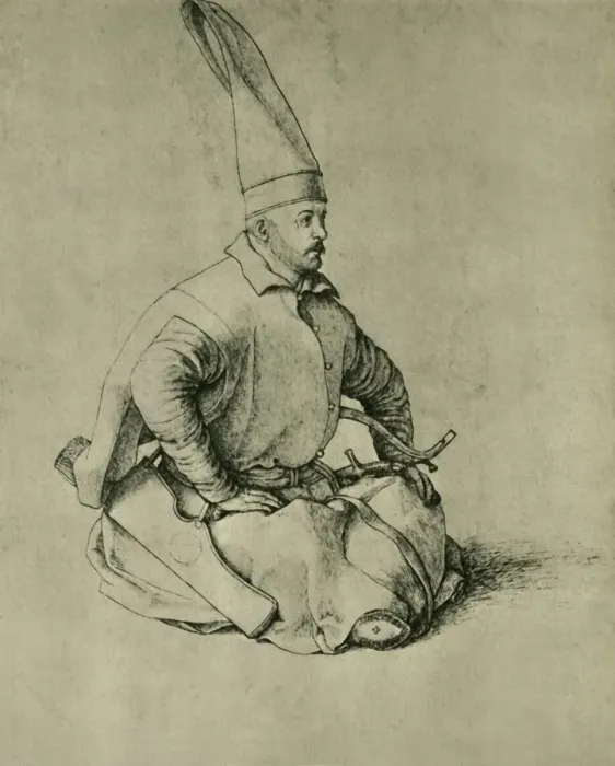 Framed Print : Turkish Janissary, 1479-1481, (1943). Creator: Gentile Bellini Framed Print : Turkish Janissary, 1479-1481, (1943). Creator: Gentile Bellini