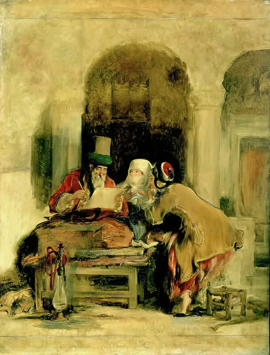 Framed Print : The Turkish Letter Writer, 1840. Creator: David Wilkie Framed Print : The Turkish Letter Writer, 1840. Creator: David Wilkie