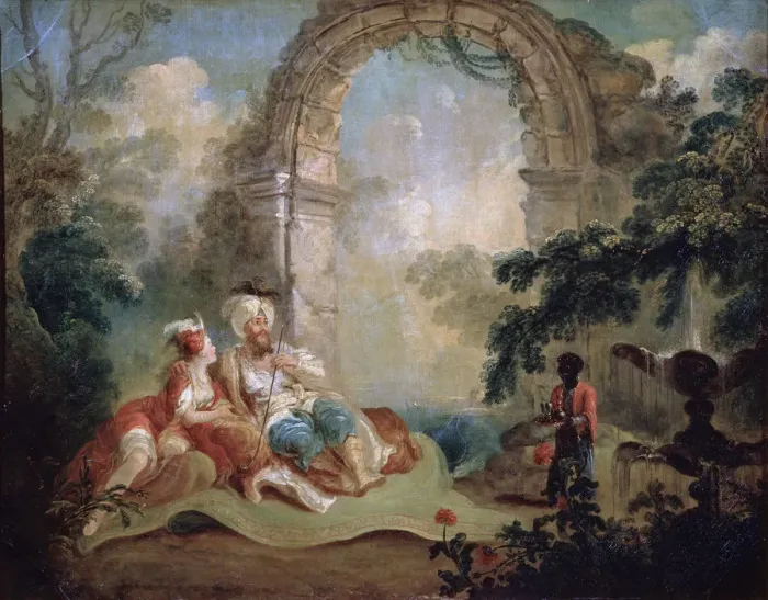 Framed Print : Turkish Pasha and Odalisque, late 18th or early 19th century Artist: Jean-Baptiste Hilair Framed Print : Turkish Pasha and Odalisque, late 18th or early 19th century Artist: Jean-Baptiste Hilair