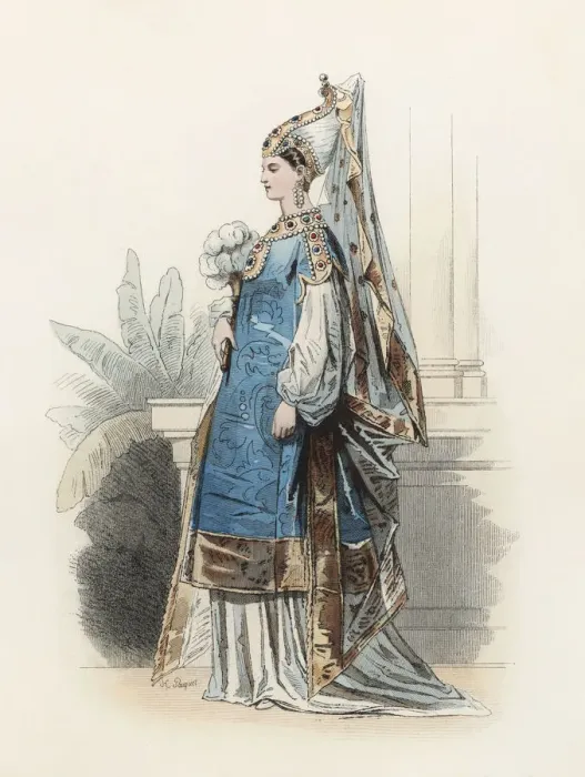 Framed Print : Turkish Princesa, in the modern age, color engraving 1870 Framed Print : Turkish Princesa, in the modern age, color engraving 1870