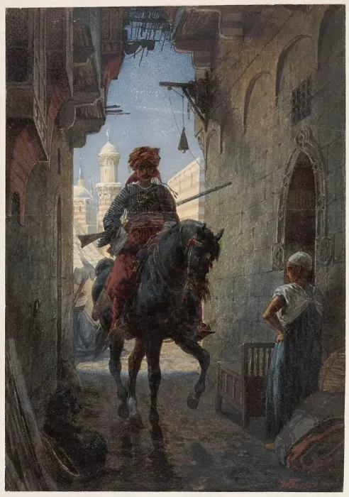 Framed Print : Turkish rider in a city, 1863. Creator: Willem de Famars Testas Framed Print : Turkish rider in a city, 1863. Creator: Willem de Famars Testas