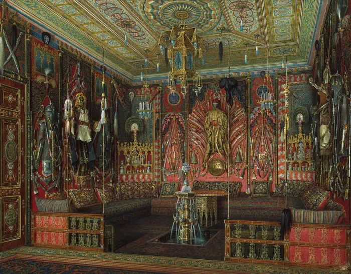Framed Print : Turkish Room in the Catherine Palace in Tsarskoye Selo, Mid of the 19th cen Artist: Hau, Eduard (1807-1887) Framed Print : Turkish Room in the Catherine Palace in Tsarskoye Selo, Mid of the 19th cen Artist: Hau, Eduard (1807-1887)