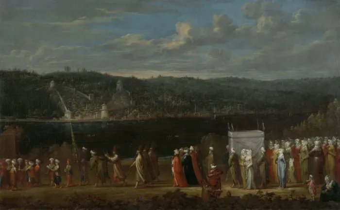 Framed Print : Turkish wedding, 1789. Artist: Vanmour (Van Mour), Jean-Baptiste (1671-1737) Framed Print : Turkish wedding, 1789. Artist: Vanmour (Van Mour), Jean-Baptiste (1671-1737)