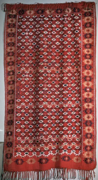 Framed Print : Turkmen cover with fringe Framed Print : Turkmen cover with fringe
