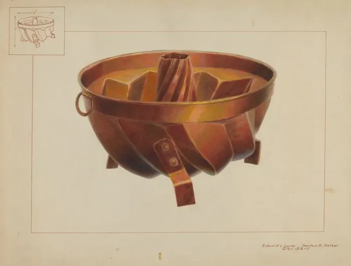 Framed Print : Turks Head Cake Pan, c. 1937. Creator: Edward L Loper Framed Print : Turks Head Cake Pan, c. 1937. Creator: Edward L Loper