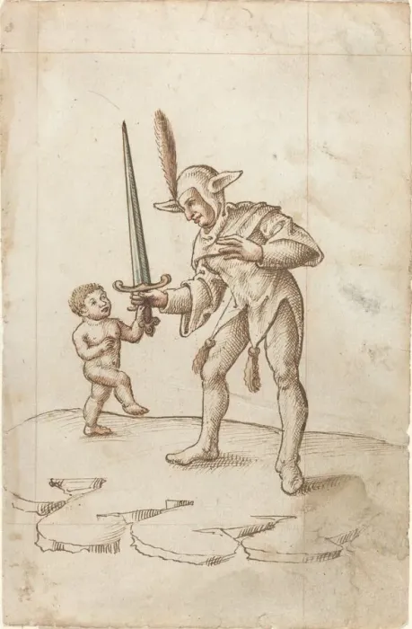 Framed Print : Turn aside the Sharp Sword [fol. 44 recto], c. 1512  /  1515. Creator: Unknown