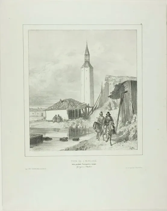 Framed Print : Turn by the Belltower, Framework Pending the Turkish Occupation, 1839. Creator: Auguste Raffet Framed Print : Turn by the Belltower, Framework Pending the Turkish Occupation, 1839. Creator: Auguste Raffet