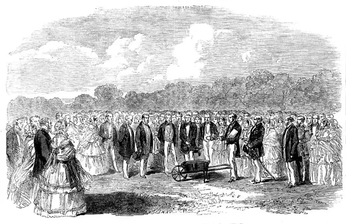 Framed Print : Turning the First Turf of the Ceylon Railway, 1858. Creator: Unknown Framed Print : Turning the First Turf of the Ceylon Railway, 1858. Creator: Unknown