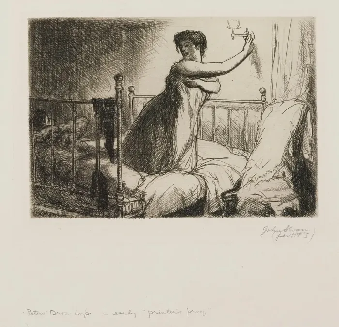 Framed Print : Turning Out the Light, 1905. Creator: John Sloan Framed Print : Turning Out the Light, 1905. Creator: John Sloan