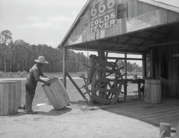 Framed Print : Turpentine still near Valdosta, Georgia, 1937. Creator: Dorothea Lange Framed Print : Turpentine still near Valdosta, Georgia, 1937. Creator: Dorothea Lange