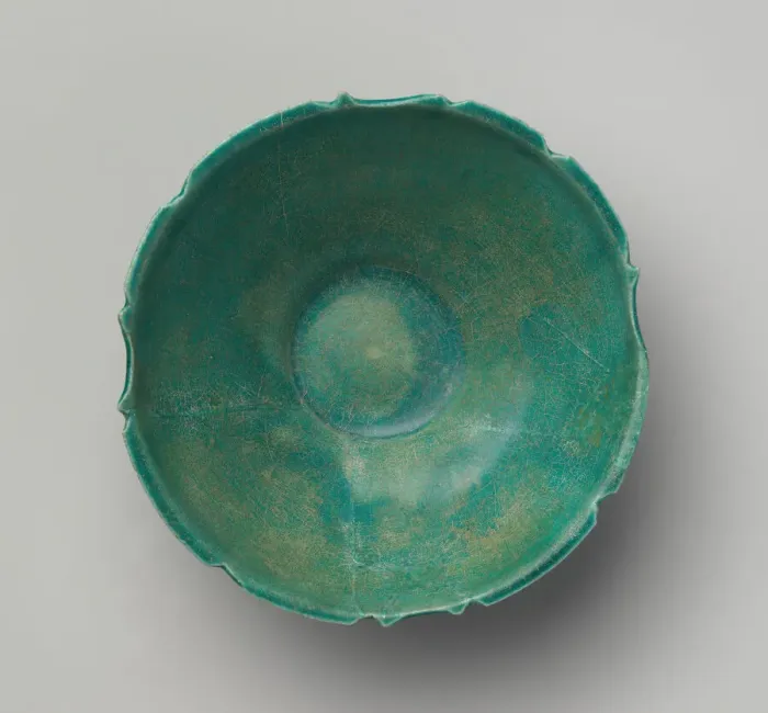 Framed Print : Turquoise Bowl with Carved Rim, Iran, 12th century. Creator: Unknown Framed Print : Turquoise Bowl with Carved Rim, Iran, 12th century. Creator: Unknown