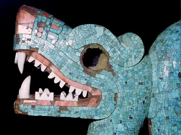 Detail of a turquoise mosaic of a double-headed serpent, Aztec  /  Mixtec, Mexico, 15th-16th century
