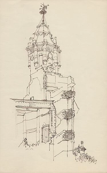 Turret of ruined building, c1950. Creator: Shirley Markham