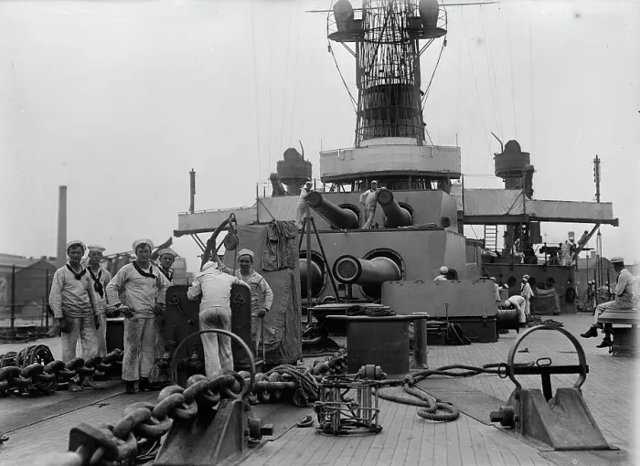 Framed Print : Turrets on UTAH [ship], 1911. Creator: Bain News Service