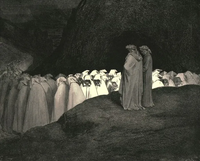 Framed Print : Tuscan... disdain not to instruct us who thou art, c1890. Creator: Gustave Doré Framed Print : Tuscan... disdain not to instruct us who thou art, c1890. Creator: Gustave Doré