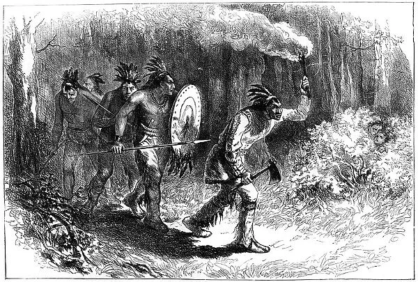 Tuscarora Indians tracking fugitives, late 17th-early 18th century (c1880)