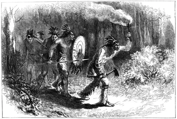 Framed Print : Tuscarora Indians tracking fugitives, late 17th-early 18th century (c1880)