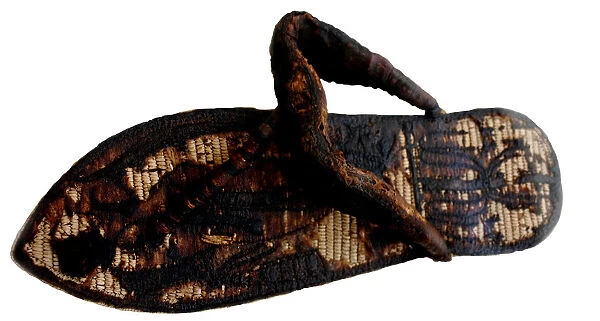 Tutankhamun?s sandal decorated with bound prisoners and sema-tawy symbols, 14th cen. BC. Artist: Ancient Egypt
