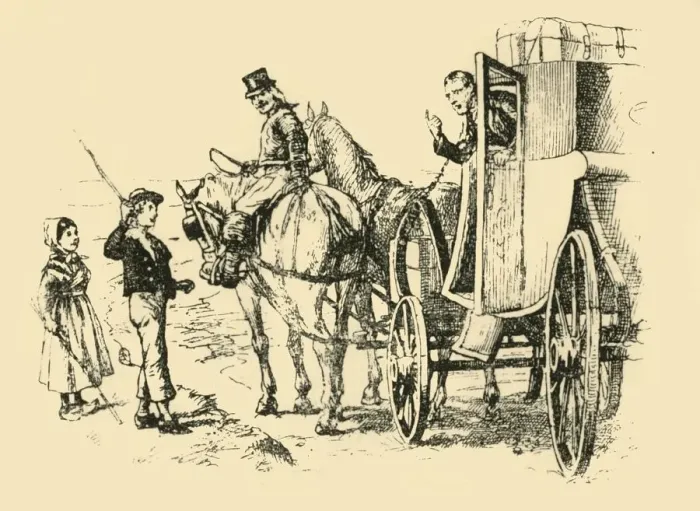 Framed Print : The tutors carriage met them, (1907). Creator: Unknown Framed Print : The tutors carriage met them, (1907). Creator: Unknown