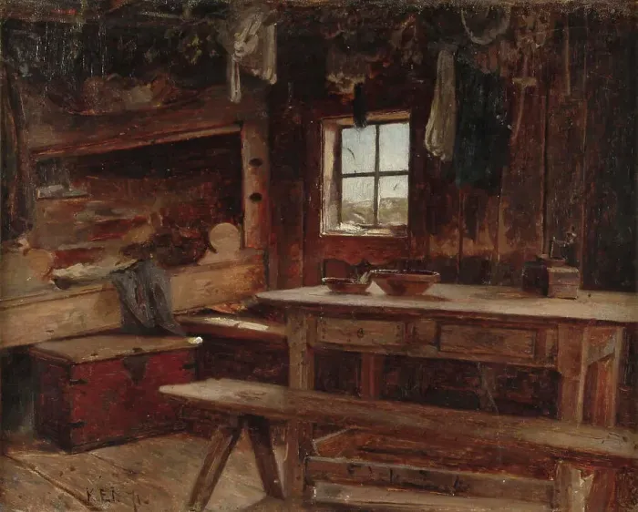 Framed Print : Tuvan interior from aland, 1871. Creator: Karl Emanuel Jansson Framed Print : Tuvan interior from aland, 1871. Creator: Karl Emanuel Jansson
