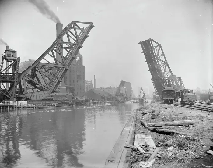 Framed Print : Twelfth St. Vascule (i.e. Bascule) Bridge, Chicago, between 1900 and 1906. Creator: Unknown Framed Print : Twelfth St. Vascule (i.e. Bascule) Bridge, Chicago, between 1900 and 1906. Creator: Unknown