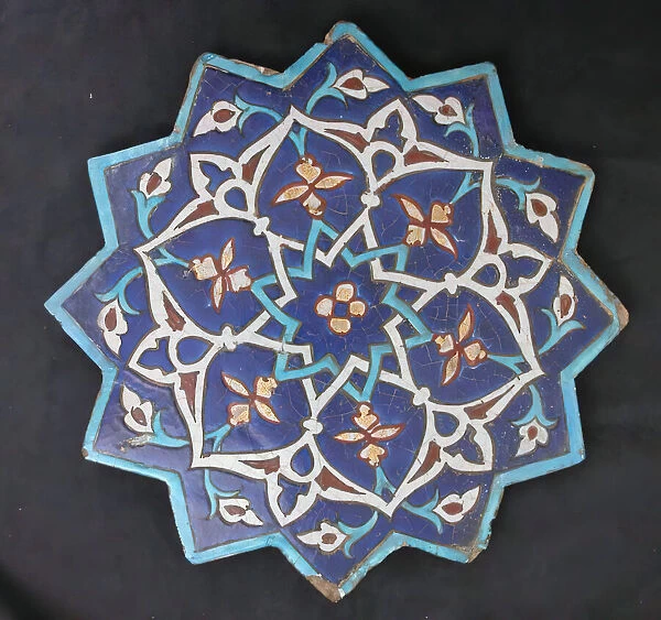 Twelve-Pointed Star-Shaped Tile, Iran, dated A. H. 846  /  A. D. 1442-43. Creator: Unknown