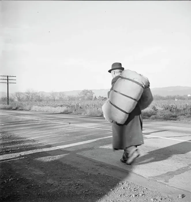 Framed Print : More than twenty-five years a bindle-stiff... Napa Valley, California, 1938. Creator: Dorothea Lange