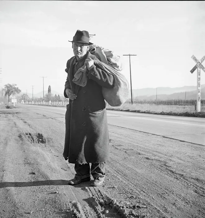 Framed Print : More than twenty-five years a bindle-stiff... Napa Valley, California, 1938. Creator: Dorothea Lange Framed Print : More than twenty-five years a bindle-stiff... Napa Valley, California, 1938. Creator: Dorothea Lange