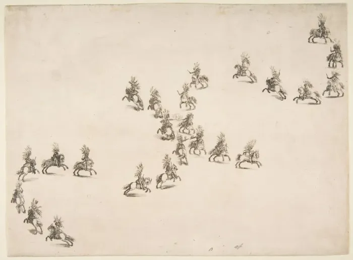 Framed Print : Twenty-four Cavaliers Form a Double S, 1652. Creator: Stefano della Bella Framed Print : Twenty-four Cavaliers Form a Double S, 1652. Creator: Stefano della Bella