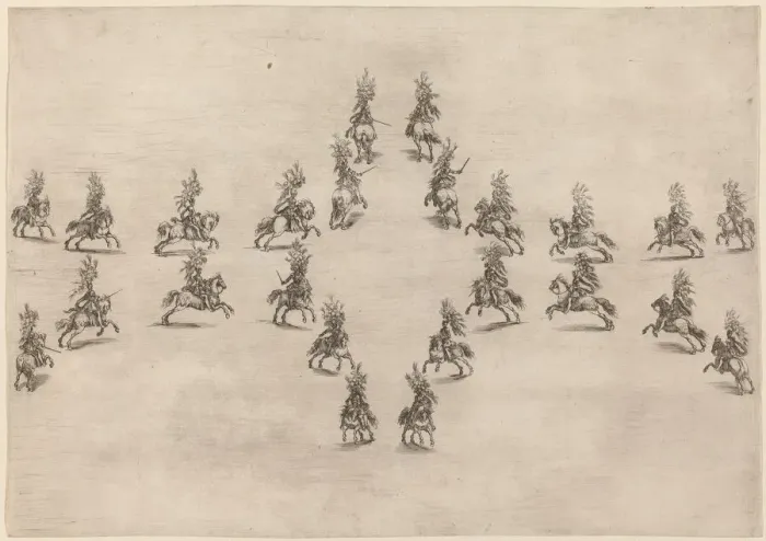 Framed Print : Twenty-Four Cavaliers in an Oval, 1652. Creator: Stefano della Bella Framed Print : Twenty-Four Cavaliers in an Oval, 1652. Creator: Stefano della Bella