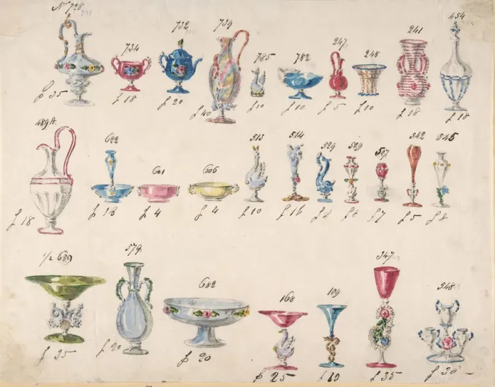 Framed Print : One of Twenty-Three Sheets of Drawings of Glassware (Mirrors, Chandeliers, Goblets, etc Framed Print : One of Twenty-Three Sheets of Drawings of Glassware (Mirrors, Chandeliers, Goblets, etc
